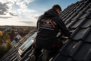 Dachdecker auf dem Dach